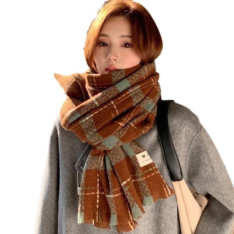 Scarf women's winter new soft waxy light luxury small incense long Maillard shawl student couple warm scarf