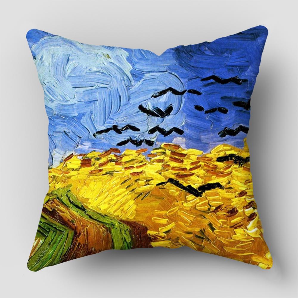 Van Gogh Oil Painting Print Collection Decorative Pattern Home Pillowcase Square Office Decor Cushion Cover pillow cases
