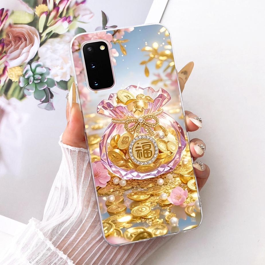 For Samsung Galaxy S20 Plus Case SM-G985F Luxury Bow Flowers Painted Cover Soft Silicone Case For Samsung S20+ S 20 Plus 5G Bags