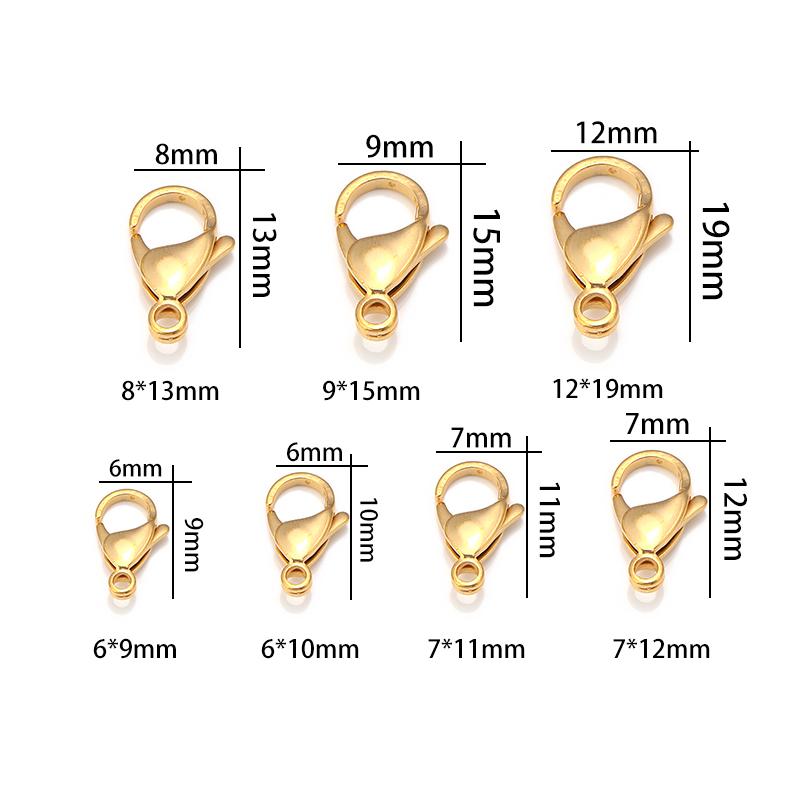 25pcs Gold Plated Stainless Steel Lobster Clasps Claw Clasps DIY Jewelry Making Findings For Bracelet Necklace Chain Supplies