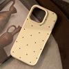 Cream Style Ins Retro Polka Dot Iphone16 Mobile Phone Case Apple 17 Brown Color Stand 15pro Max Suitable for 13