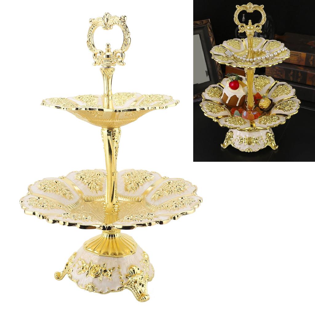 Cup Cake Tower Stand 2 Tier Alloy Elegant Tiered Cake Display Holder Serving Tray
