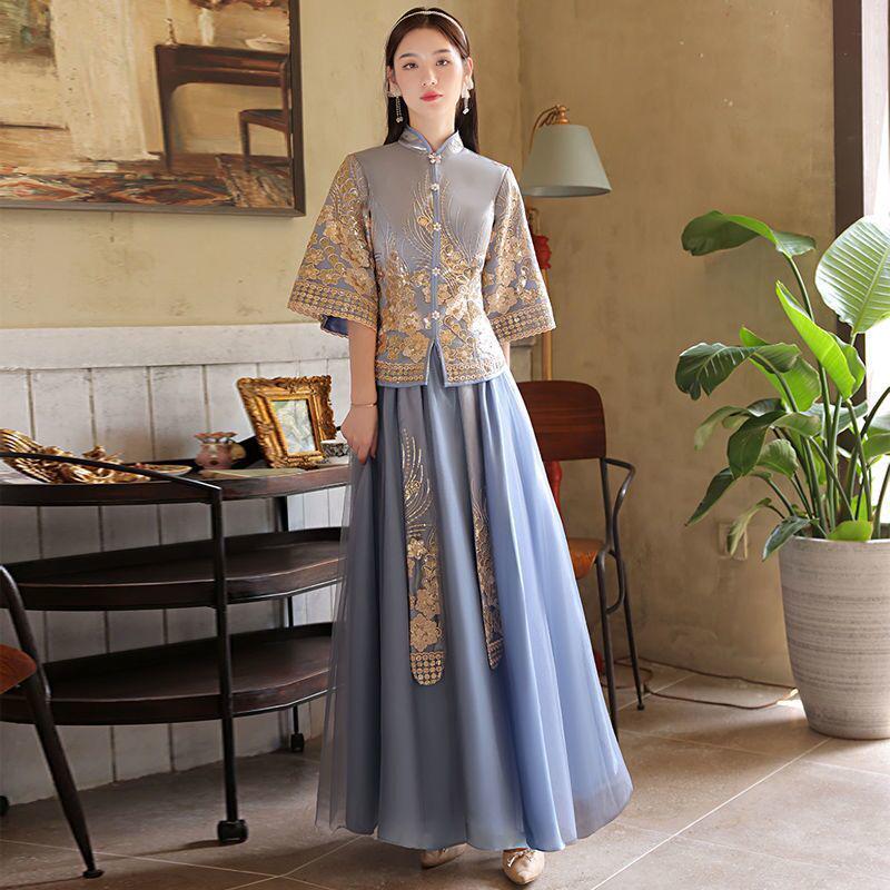 2025 Autumn-Winter Long Bridesmaid Gown - New Chinese Wedding Sisterhood Collection