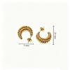 European Luxury Ribbed Gold Stainless Steel Curved Earrings