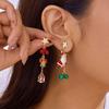 Asymmetrical Rhinestone Santa Claus & Christmas Tree Earrings