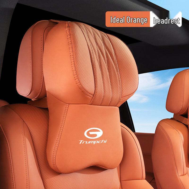 Trumpchi Headrest and Lumbar Support Pillow - Genuine Leather Cushion for GS3/4/8, M8/6Pro, E8/9