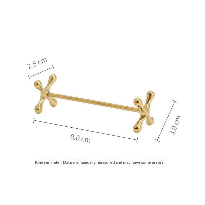 Household Barbell Shape Chopstick Pillow Stainless Steel Electroplate Spoon Holder Japanese-Style Fork Stand Paintbrush