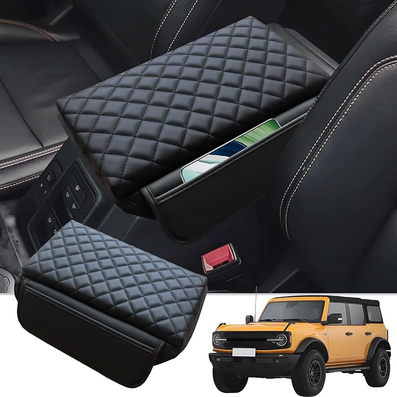 Center Console Cover Compatible With Jeep Wrangler JL 2018-2025, Armrest Cover With Pockets For Jeep Gladiator JT -2025, Armrest Cushion For Wrangler For Bronco