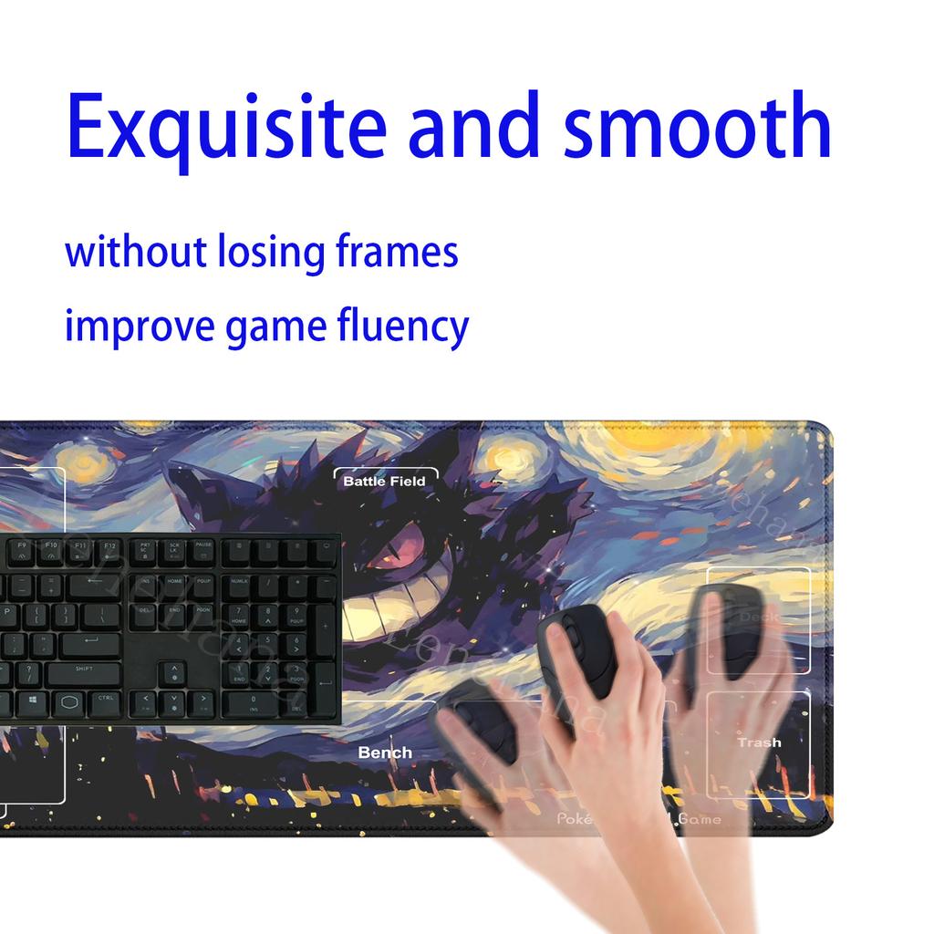 PTCG gengar Gaming Playmat Anime Keyboard Pokemon Eevee Mousepad Gamer Mouse Pad Laptop HD Printing PC Cabinet Rug XXL Desk Mat
