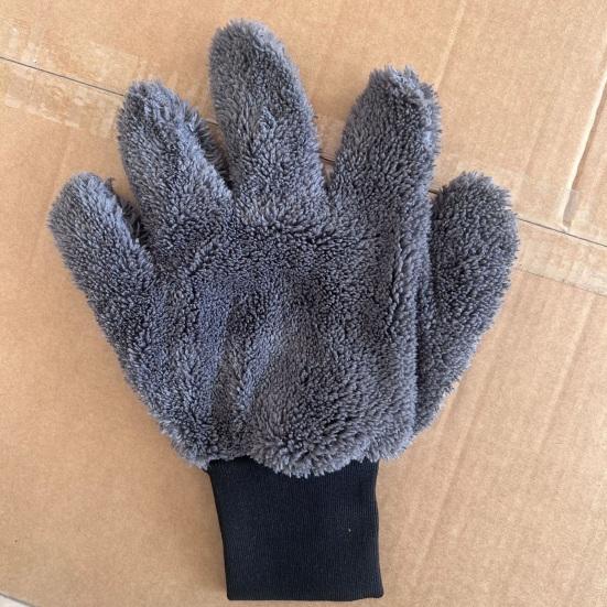 1 Stück beidseitiger dicker Plüsch-Waschhandschuh für das Auto, weicher 5-Finger-kratzfreier Handschuh für die Schaumreinigung, wasserdicht, Handgelenk, Detailpflege