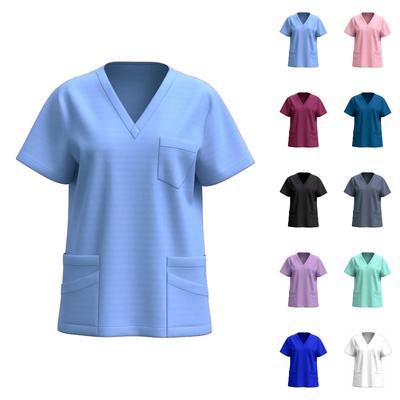 Women's V-neck Short-sleeve Workwear With Pockets For Healthcare Staff