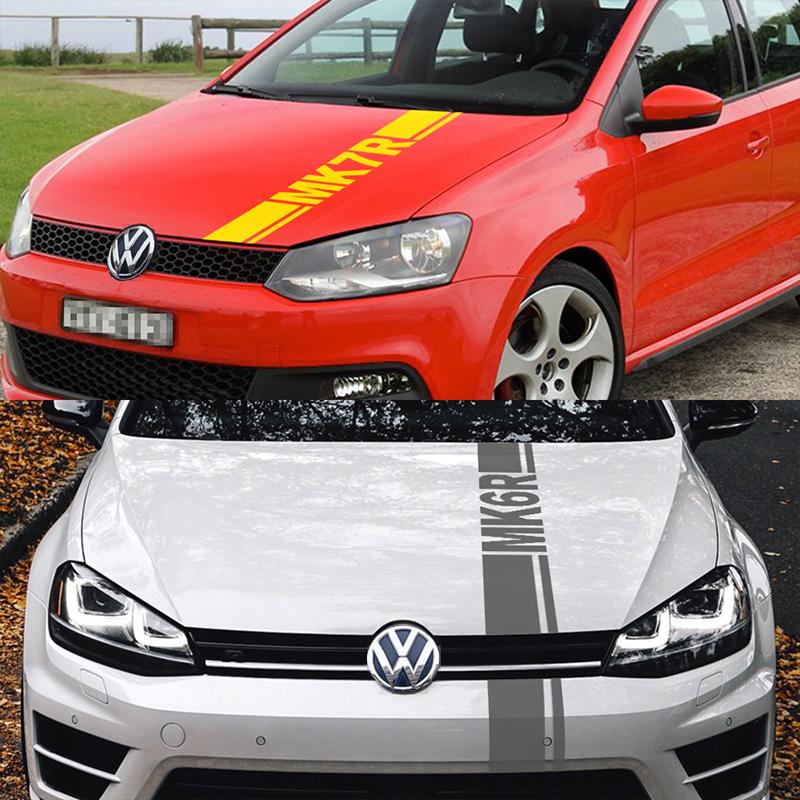 Car Styling Hood Stickers Sport Decals Auto Tuning Accessories For Volkswagen VW Golf 4 5 6 7 8 POLO MK6R MK7R MK4R MK5R MK8R Gj8