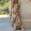 EastRogue Summer Women's Long O-Neck Short Sleeve Botanical Floral Print Dresses