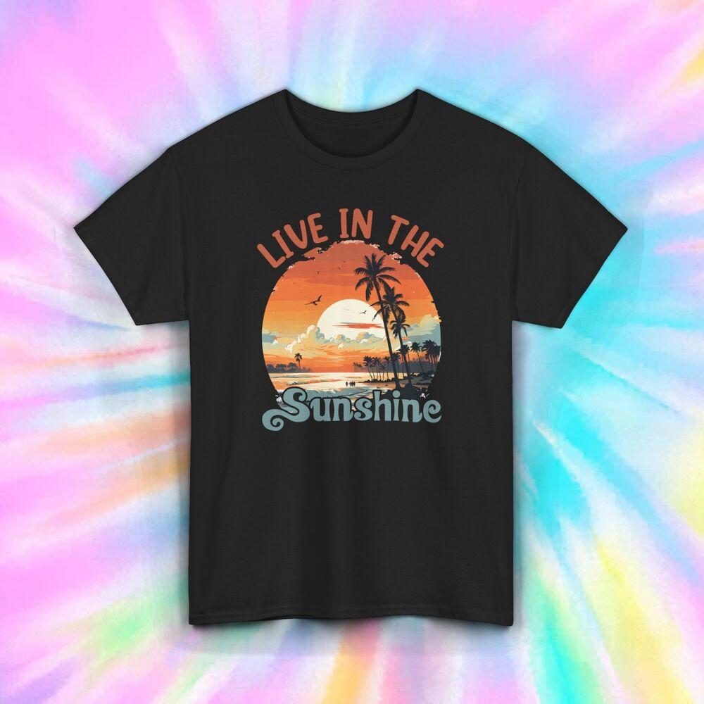 

Live in the Sunshine T-Shirt | Vintage Beach Sunset Graphic Tee | S-5XL 4XL