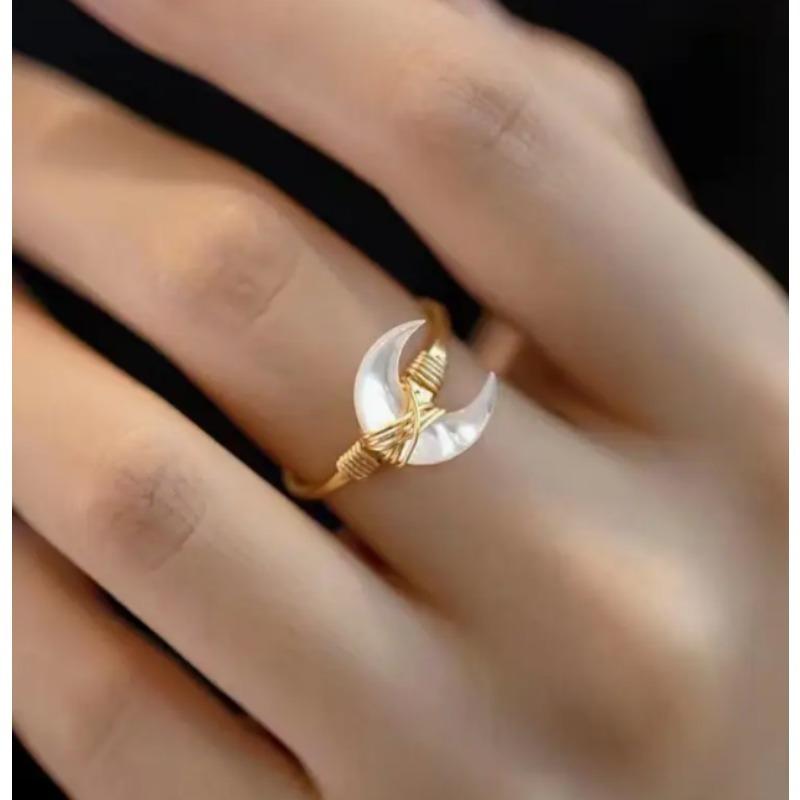 Bohemian Style Moon Shaped Adjustable Ring Vintage Jewelry for Daily Wear & Party Occasions, for Teenager