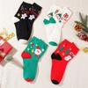 1/3 Paar Damen-Weihnachtssocken mit mittlerer Röhre, Lot glücklicher festlicher Baumwollsocken, Weihnachtsmann, Weihnachtsbaum