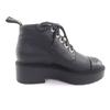 Excellent CHANEL Short Boots Black Leather Women 36 20B G36416 Used
