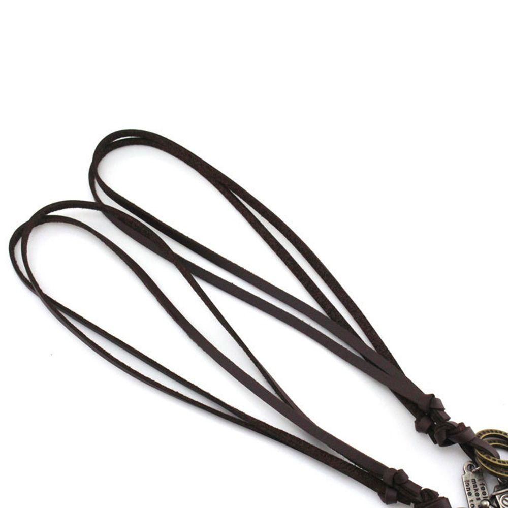 Mode Weihnachtsgeschenk Männer Frauen Doppelkreis Halskette Anhänger Schmuck Verstellbare Lederschnur