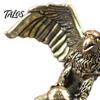 Unique Dark Art Collectible Eagle Skull Figurine, Small Vintage Bird Statue, Solid Brass Decorative Aged Bronze Figure Sculpture for Home Office Desk