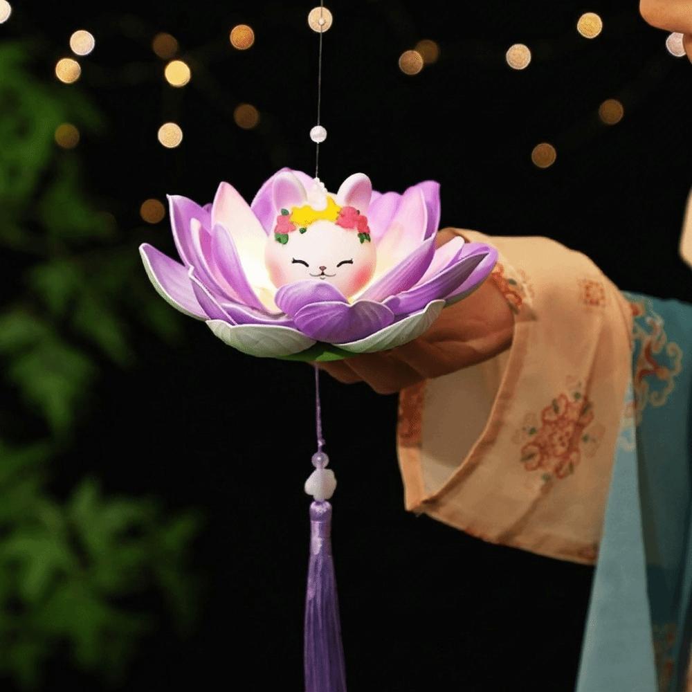 Chinese Style Mid-Autumn Festival Lotus Lantern Luminous Handmade Rabbit Lanterns Party Style 7