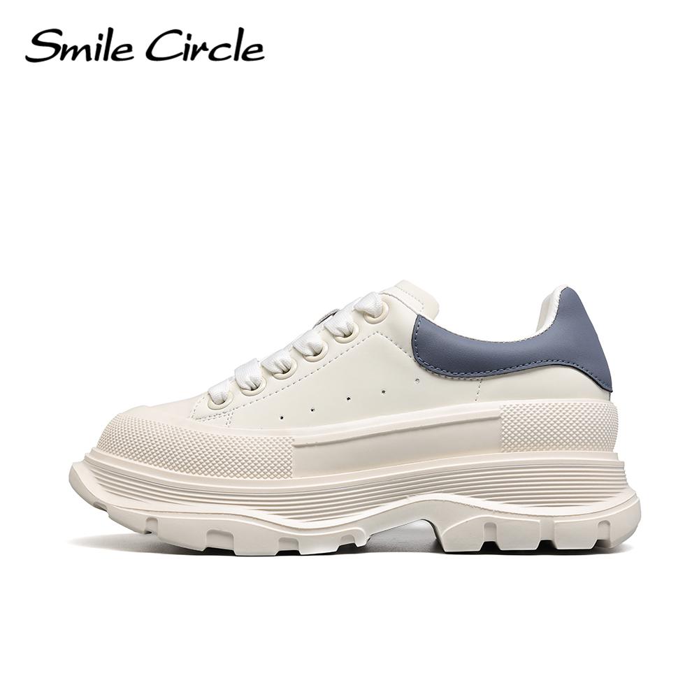 Damen-Sneaker aus klobigem Leder, erhöhende Schnür-Freizeitschuhe, runde Zehen, luxuriöse Sportschuhe