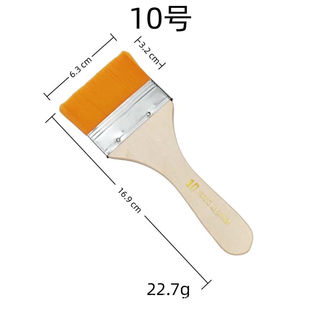 10 Pcs Yellow Nylon Flat Brush Oil Painting Nylon Brush Art Brush Wooden Oil Painting Brush Flat Brush