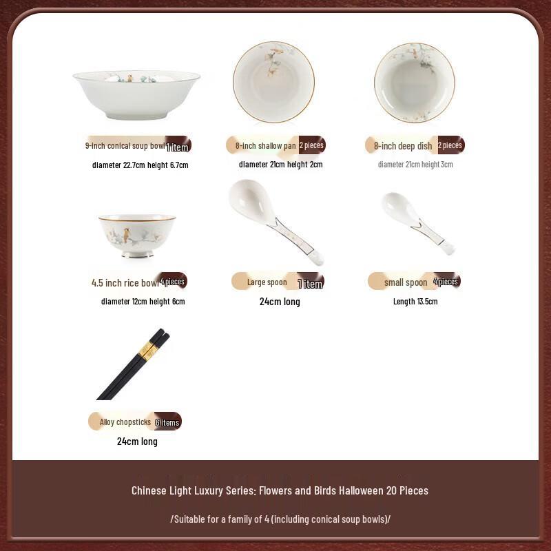 Maud Lanca Jingdezhen Light Luxury 61-Piece Chinese Ceramic Dinnerware Set