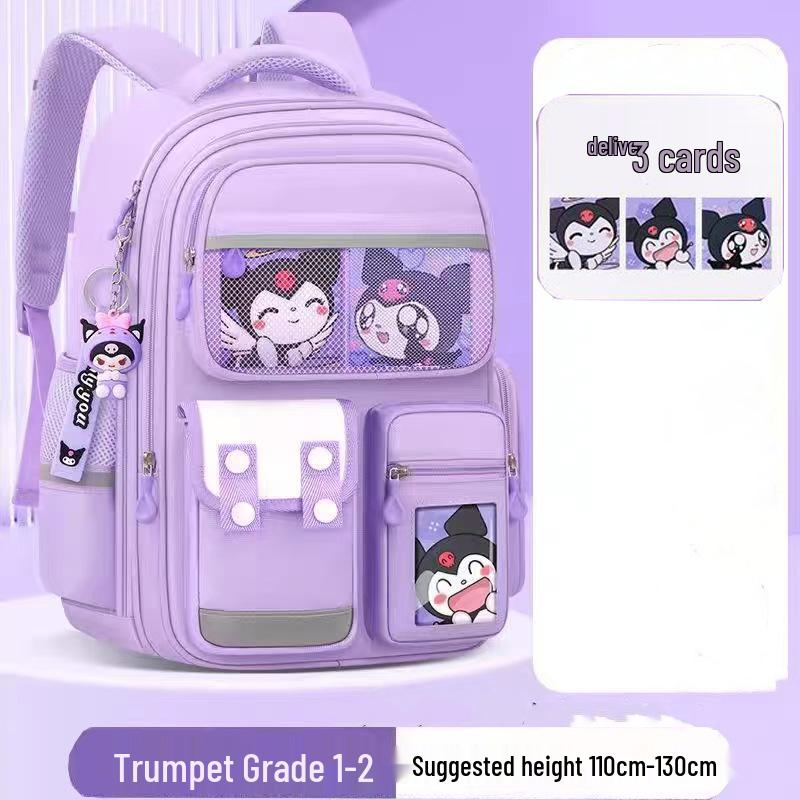 Kuromi Spine-Protecting Schoolbag: Lightweight, Large Capacity for Sixth Grade Girls