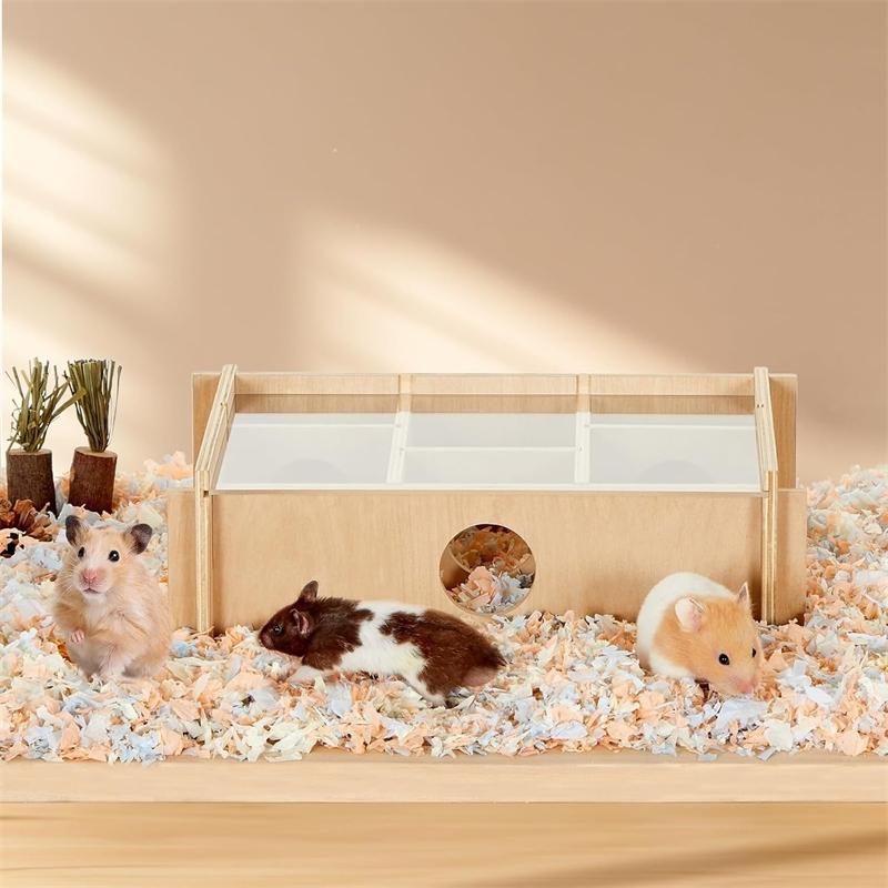 Solid Wood Hamster Maze Toy Creative Hideout Exploration Playset For Hamster Owners Small Pets Cage Habitat Decor Cozy Gift