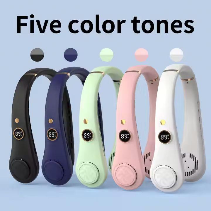 Hanging Neck Fan Digital Display Power Ventilador Bladeless Neckband Fan Portable Mini Air Cooler USB Rechargeable Electric Fans
