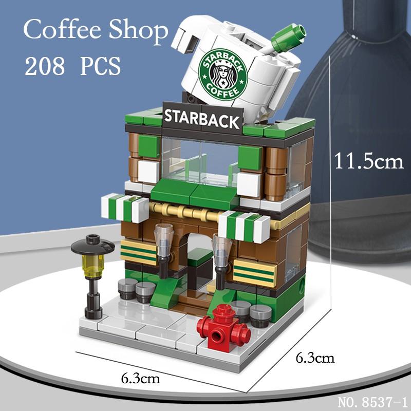 208pcs Mini City Street View Building Blocks McDonald's House Model Building Blocks Compatible with Children's Educational Toys