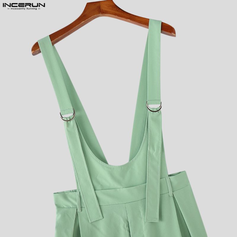 INCERUN Summer Men Sleeveless Suspender Strap Thin Casual Loose Braces Pants Overalls
