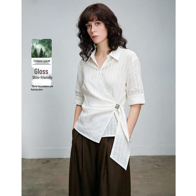 Demana Women s Lyocell Slim-Fit V-Neck Blouse M