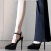 Fashion Nude Pointed Toe Platform Baotou Sandals Women's Summer Sexy One-word Buckle Strap Back Empty High Heels