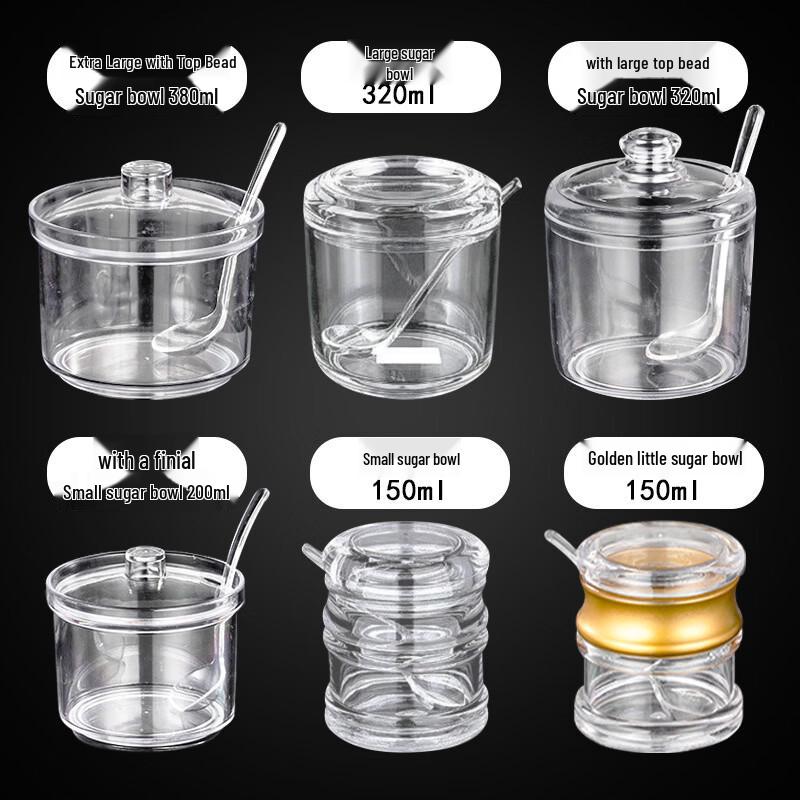 Transparent Acrylic Spice Jars with Spoons, 200ml, 10-Pack