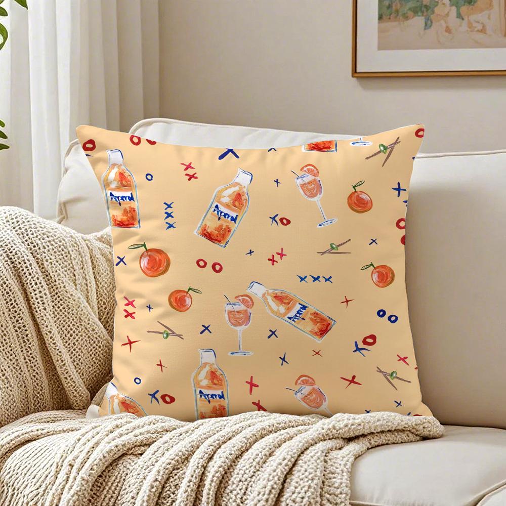 

Fashion colorful AAperol Spritz icon Cushion Cover Linen Pillowcase Soft for Sofa Bed Home Room Decor 30x30cm