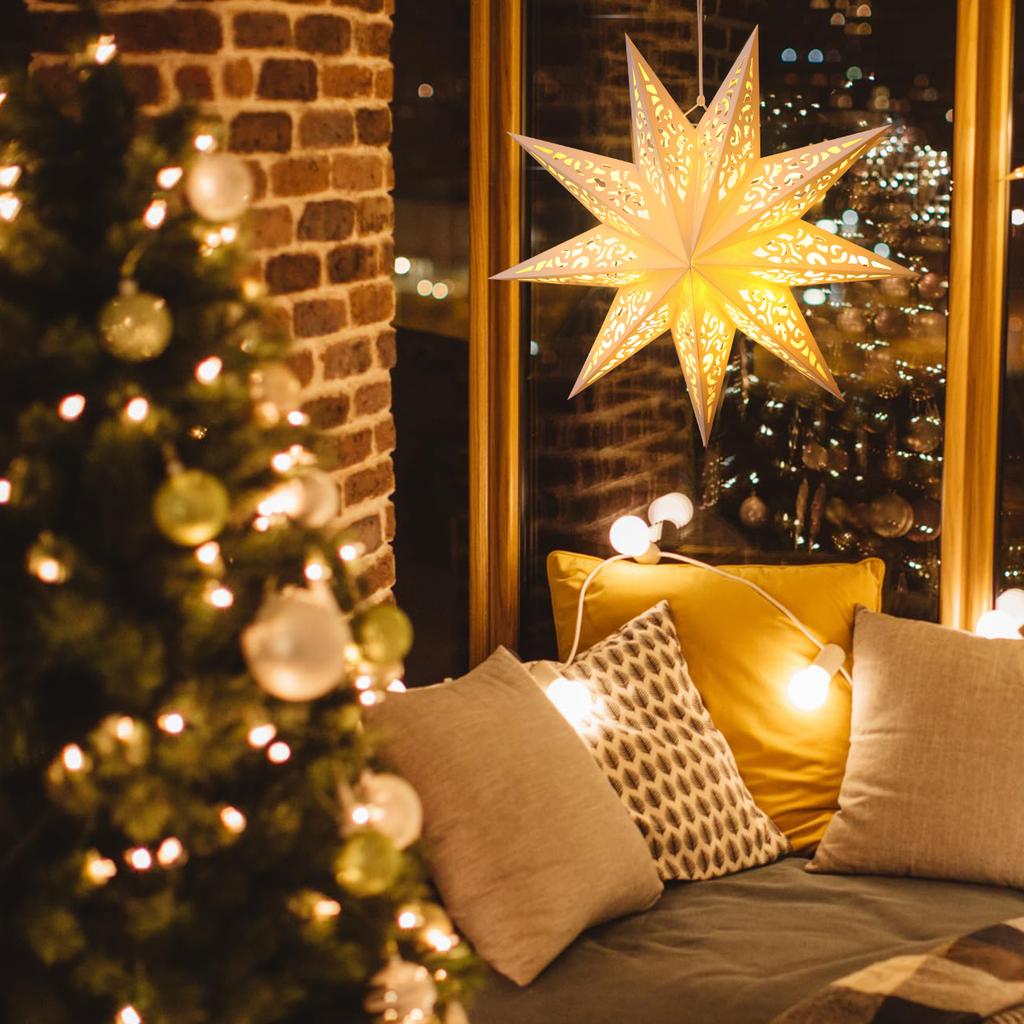 Weihnachtlicher Papierstern Anhänger Frohe Weihnachten Dekorationen für Zuhause 2026 Navidad Weihnachtsbaum Hängende Lampenschirme Schmuck Neujahr
