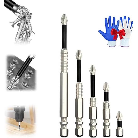 K5 Impact-Resistant and Non-Slip Bit, K5 Anti Slip Bit,Slideach Magnetic Screwdriver Bits, Anti Slip Ph2 Impact Driver Set, Slideach Magnetic