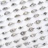 10Pcs Chinese-style retro engraved ring, alloy accessory ring, party simple ring, finger ring