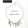 Bohemian Style Colorful Pebble Starfish Necklace With Irregular Pearl Bead Chain For Women