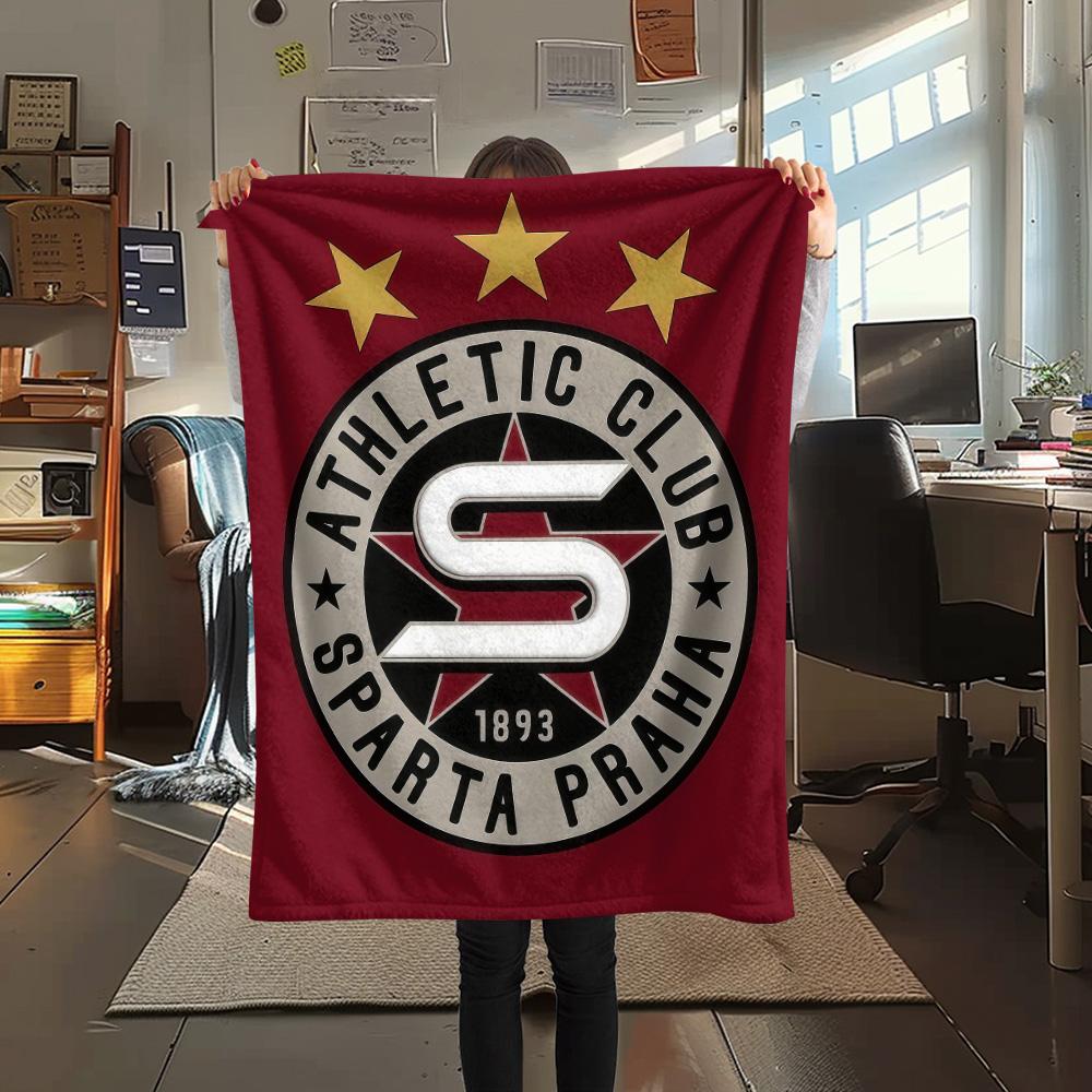 AC Sparta Praha logo FlAannel Blanket, High quality Comfortable for All Seasons, Home Decor, Warmth and Comfort 80cm x 120cm