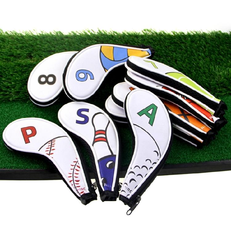 9pcs Golf Iron Head Protective Cover with Zipper Waterproof Golf Iron Head Cover Golf Accessories Gift for Golfers