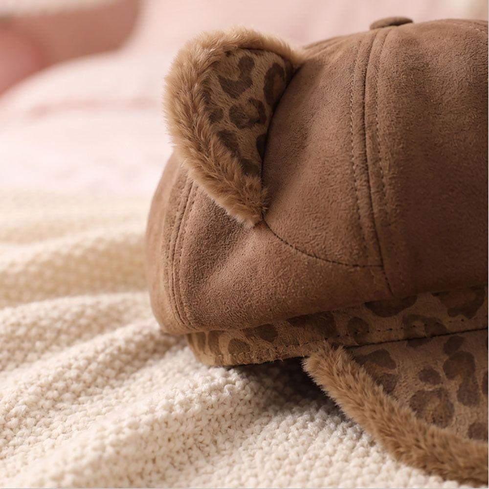 Plush Plush Painter Hat Keep Warm Octagon Hat Fashion Cat Ears Berets for Women Autumn and winter