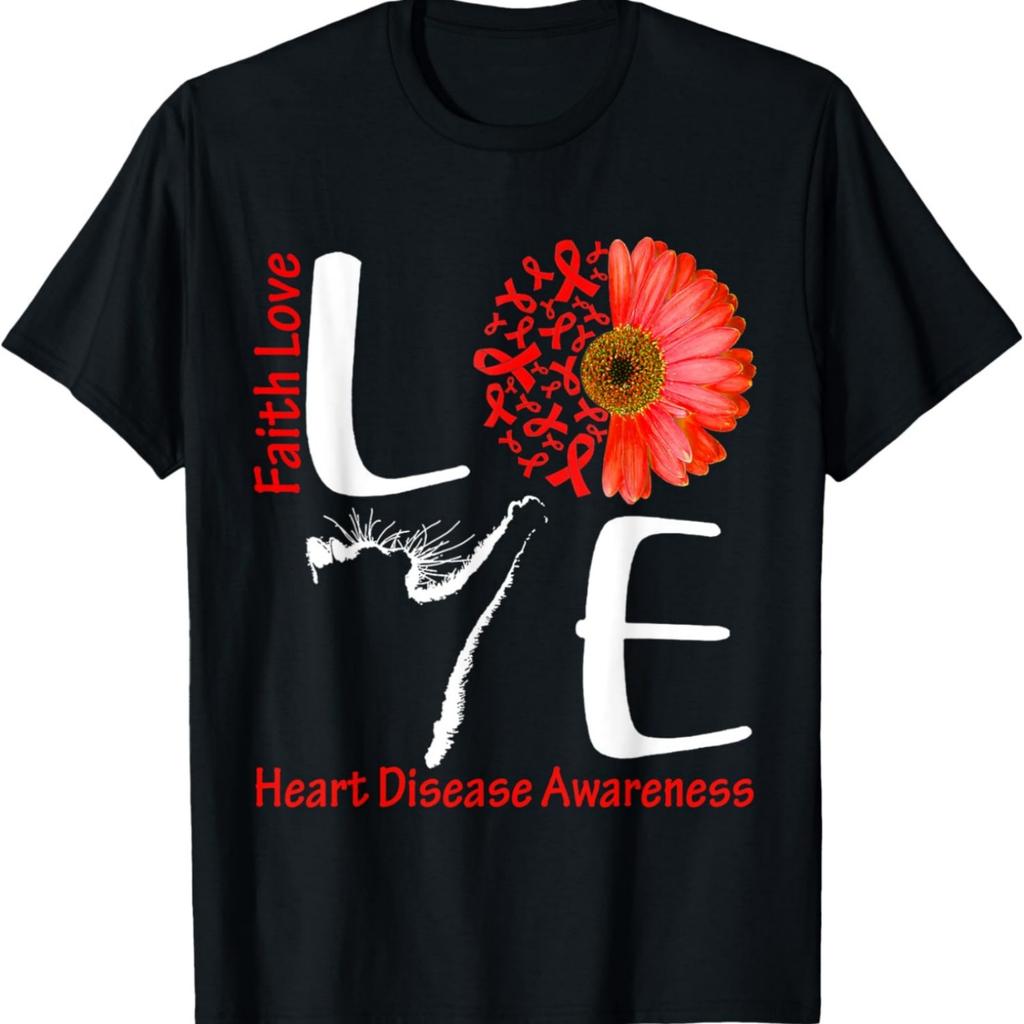 Love Cat Heart Faith Hope Love Heart Disease Awareness T-Shirt