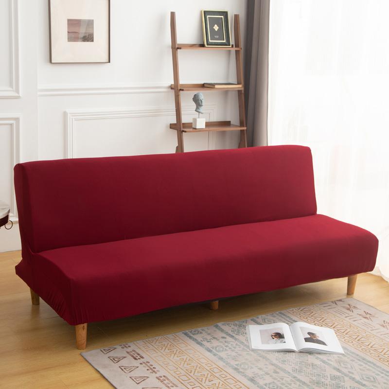 LANMOLIFE Armless Futon Sofa Bed Cover Solid Color Stretchable Folding Sofa Bed Covers Removable Cleaning Home Decor Living Room
