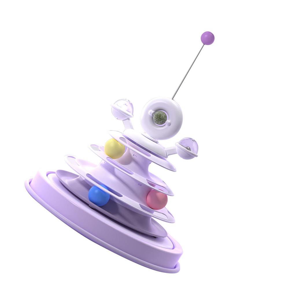 Interactive Cat Toy 3 Ball Tracks Safe Durable Anti Slip Easy Assembly Rotating Kitten Toy for