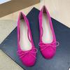 Fashion Flat Shoes for Women's 2025 New Retro Ballet Shoes Butterfly Knot Suede Shallow Round Toe Women's Shoes Large Size 44 43 42