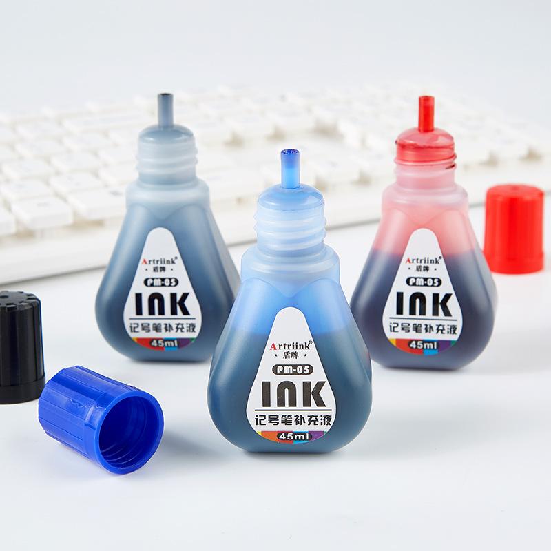 45ml Box of Permanent Markers Ink Quick-Drying Waterproof Black Red Blue Colors Oil-Based Filler Liquid for Pens