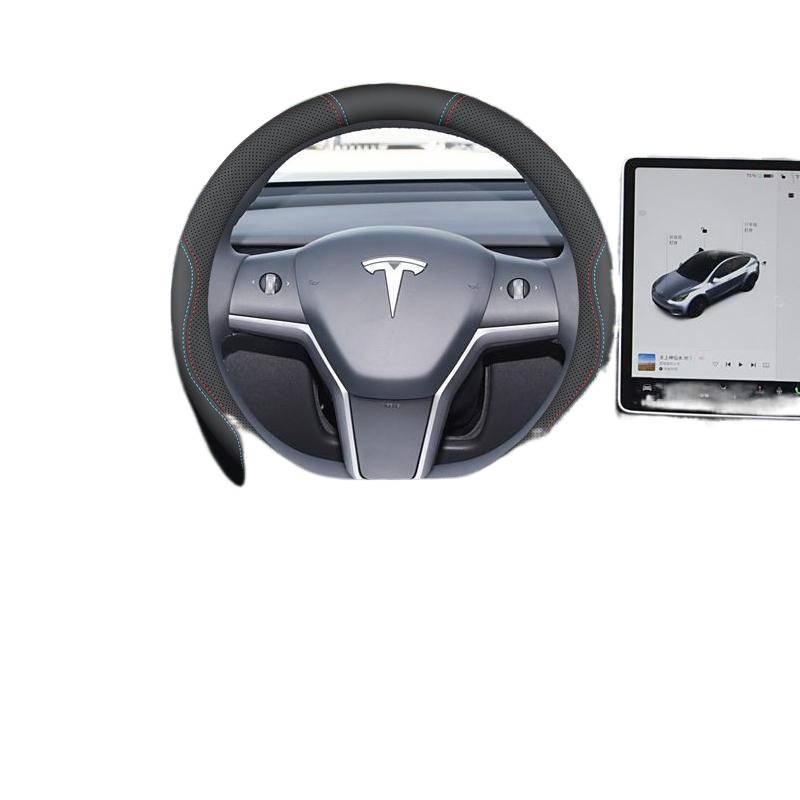 Tesla Model 3 Steering Wheel Cover: Non-slip, Odorless, No-Sew, 25 Models Compatibility, Interior Modification