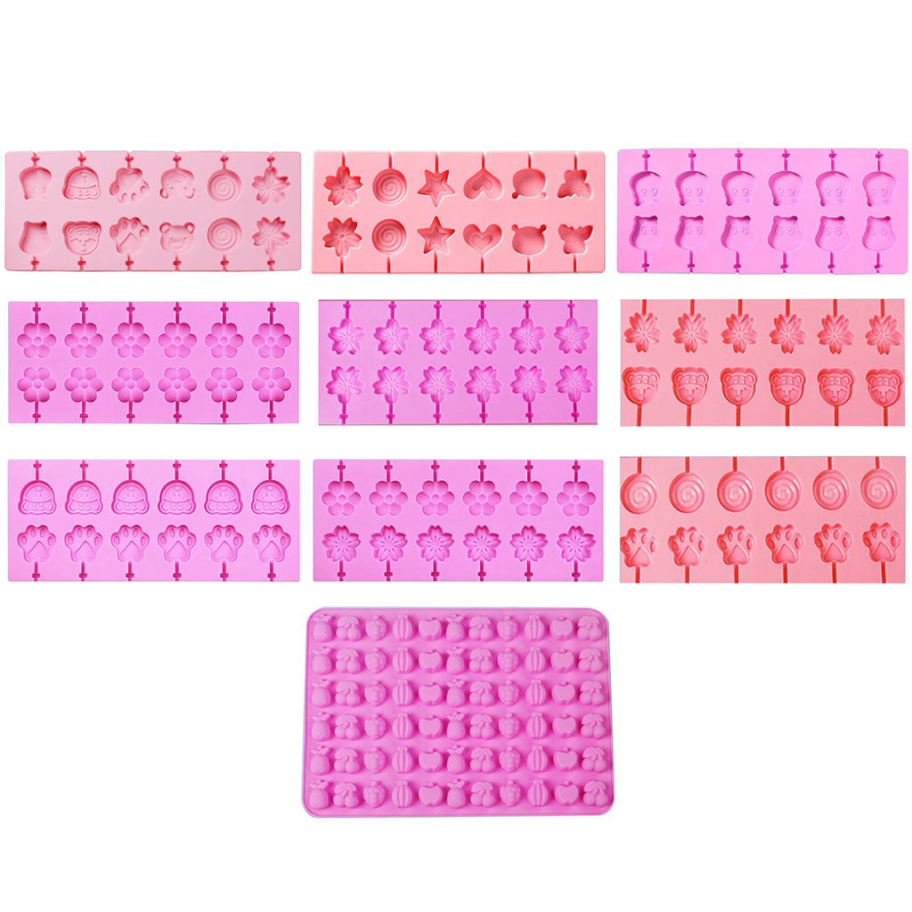 12/66 Cavity Silicone Hard Candy Molds Gummy Chocolate Molds for Lollipop Candy